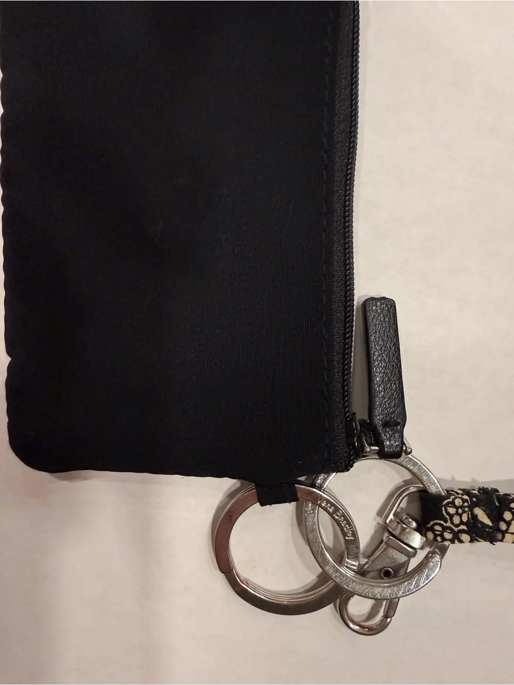 Vera Bradley Black Microfiber Suede Zip ID Case & Patterned Lanyard Set